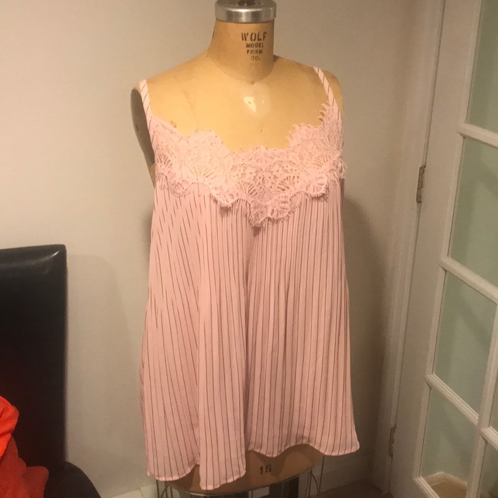 Plus Size Lace Trim Tank by Michele Studio